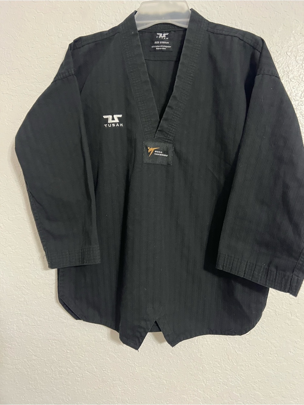Tusah Black Martial Arts Taekwondo Training Uniform Youth Size 2/160cm # 539